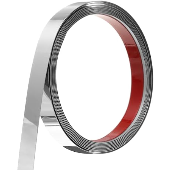 MOULDING STRIP, STAINLESS STEEL WALL CLADDING FOR STICKING, DECORATIVE CLADDING FOR WALL, MIRROR FRAME, CRAFT AND HOME DECOR, 10 FEET X 0.6 INCHES, MIRRORED SILVER - Image 1