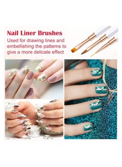SYOSI 5Pcs Nail Art Brushes, Double Ended Nail Art Lines 3D Drawing Pen, Nail Cleaning Brushes, Builder Gel Brushes Nail Art Tools for Salon Home DIY Manicure, Double-headed Dual-use Pull Wire Painting Pen  - Image 5