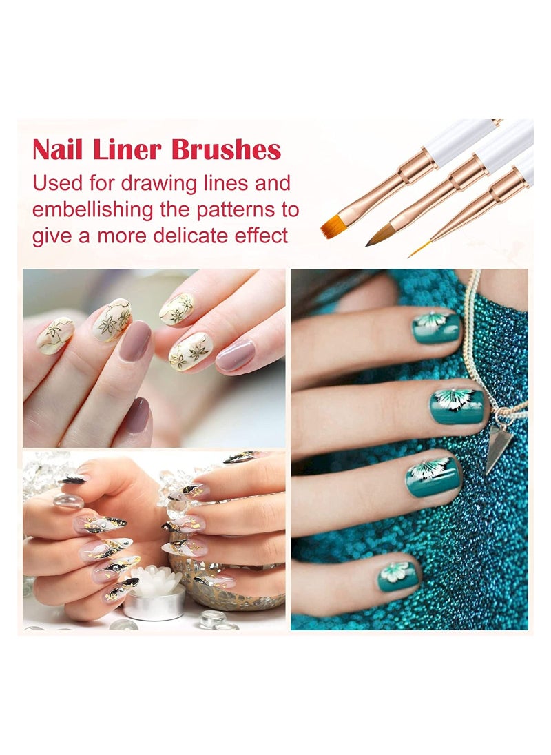 SYOSI 5Pcs Nail Art Brushes, Double Ended Nail Art Lines 3D Drawing Pen, Nail Cleaning Brushes, Builder Gel Brushes Nail Art Tools for Salon Home DIY Manicure, Double-headed Dual-use Pull Wire Painting Pen  - Image 5