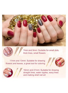 SYOSI 5Pcs Nail Art Brushes, Double Ended Nail Art Lines 3D Drawing Pen, Nail Cleaning Brushes, Builder Gel Brushes Nail Art Tools for Salon Home DIY Manicure, Double-headed Dual-use Pull Wire Painting Pen  - Image 4