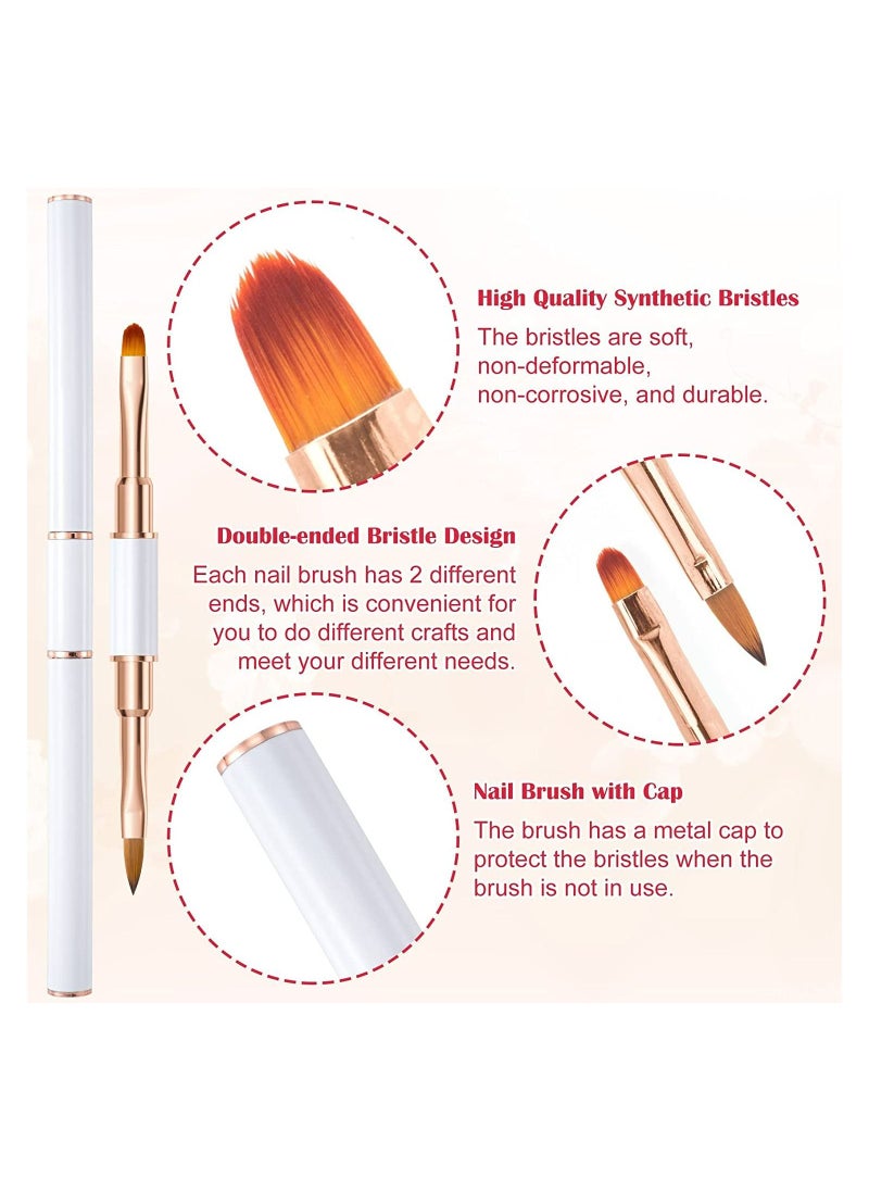 SYOSI 5Pcs Nail Art Brushes, Double Ended Nail Art Lines 3D Drawing Pen, Nail Cleaning Brushes, Builder Gel Brushes Nail Art Tools for Salon Home DIY Manicure, Double-headed Dual-use Pull Wire Painting Pen  - Image 3