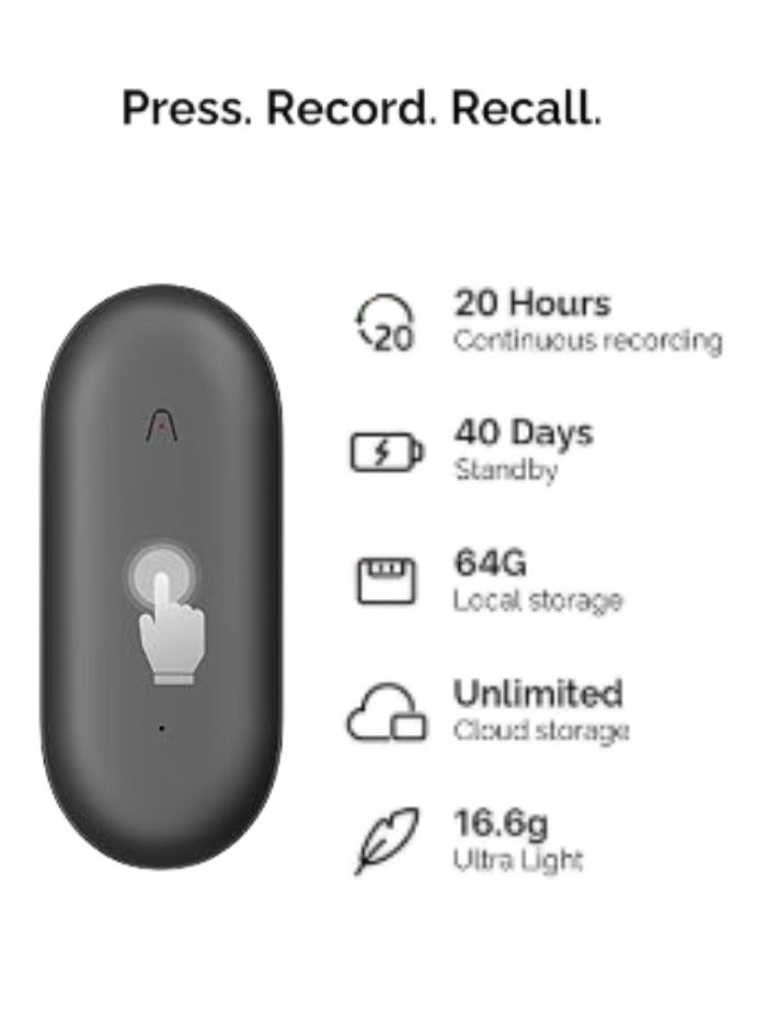 Plaud Note Pin Wearable AI Voice Recorder with App Control  Smart Audio Recorder with Transcription Summarization  Portable Note Taking Device for Meetings, Lectures  Interviews - Image 2