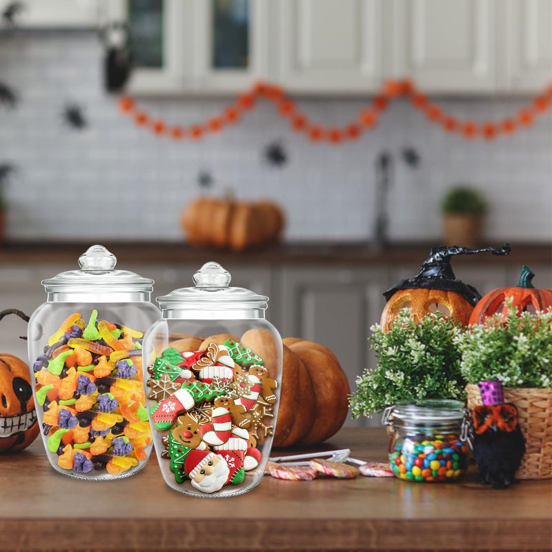 YEXEXINM 2 Pcs 74 oz Glass Candy & Cookie Jars with Airtight Lids, Decorative Apothecary Jars, Candy Buffet Containers for Kitchen Counter, Clear Food Storage Canister Home Decor - Image 5