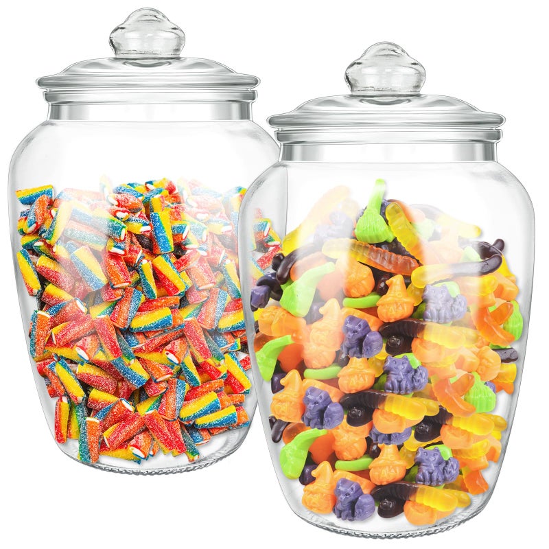 YEXEXINM 2 Pcs 74 oz Glass Candy & Cookie Jars with Airtight Lids, Decorative Apothecary Jars, Candy Buffet Containers for Kitchen Counter, Clear Food Storage Canister Home Decor - Image 1