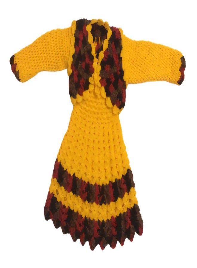 Cute Collection Hand Knitted Crochet Woolen Frock Cum Sweater for 0 to 6 Months Baby Girls Multicolour - Image 1