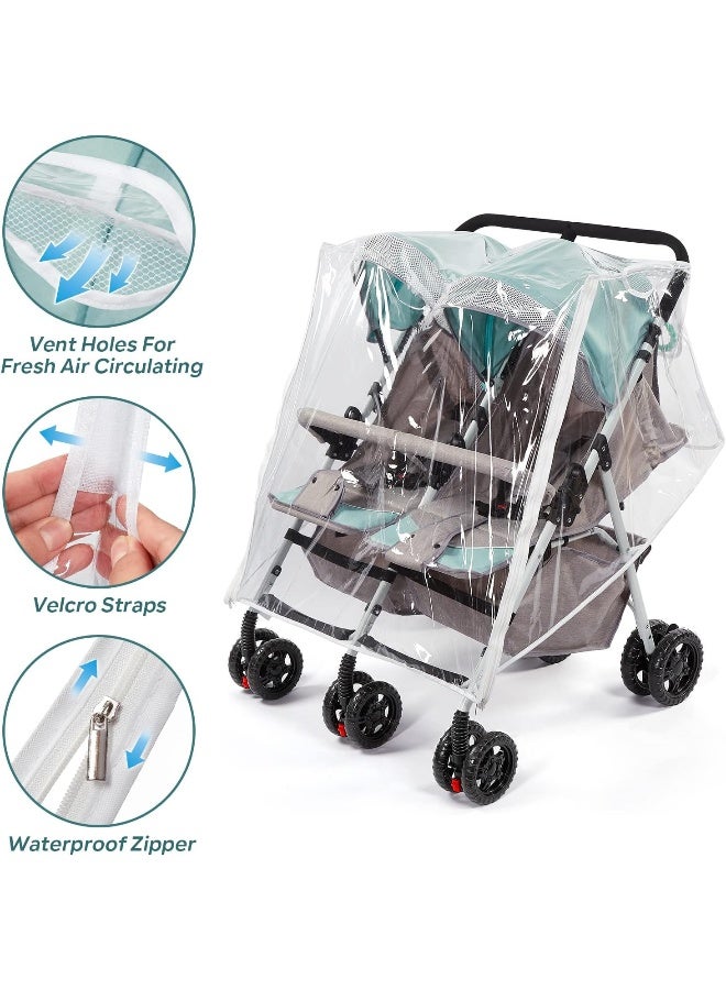 PAHTTO Double Stroller Rain Cover, Waterproof Weather Shield for Side by Side Baby Double Stroller - Image 3