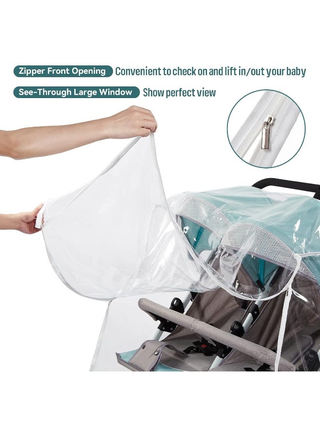 PAHTTO Double Stroller Rain Cover, Waterproof Weather Shield for Side by Side Baby Double Stroller - Image 4