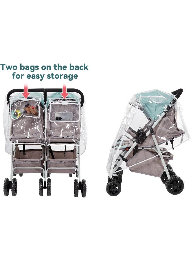 PAHTTO Double Stroller Rain Cover, Waterproof Weather Shield for Side by Side Baby Double Stroller - Image 5