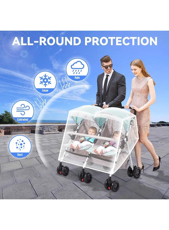 PAHTTO Double Stroller Rain Cover, Waterproof Weather Shield for Side by Side Baby Double Stroller - Image 2