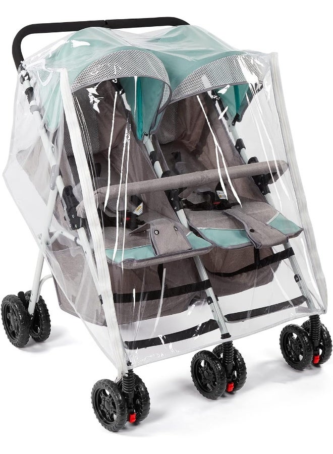 PAHTTO Double Stroller Rain Cover, Waterproof Weather Shield for Side by Side Baby Double Stroller - Image 1