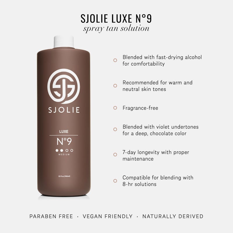 SJOLIE SUNLESS SJOLIE Violet Spray Tan Solution - Luxe 9 - Medium Blend | Sunless Tanning Solution for a Hydrating, Deep Brown Tan (32oz) - Image 2