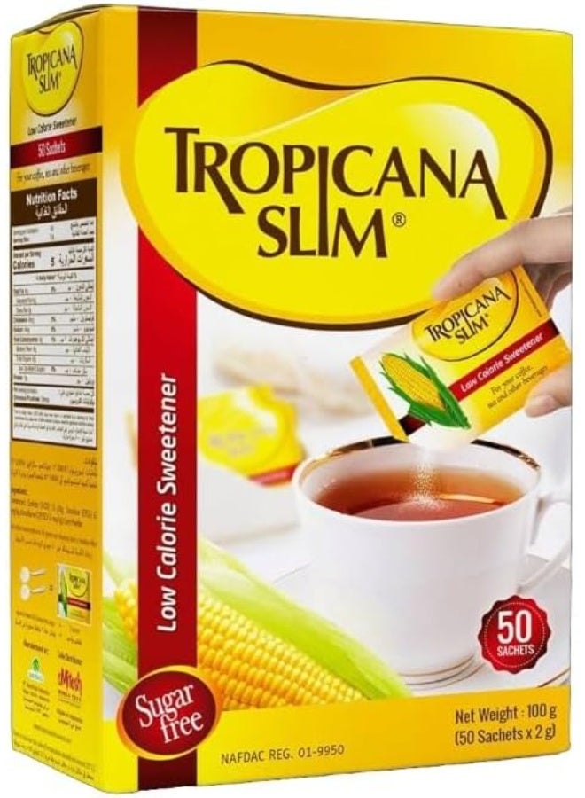 Tropicana Slim Low Calorie Sweetener – 50 Sachets – Healthy Sugar-Free Substitute - Image 1
