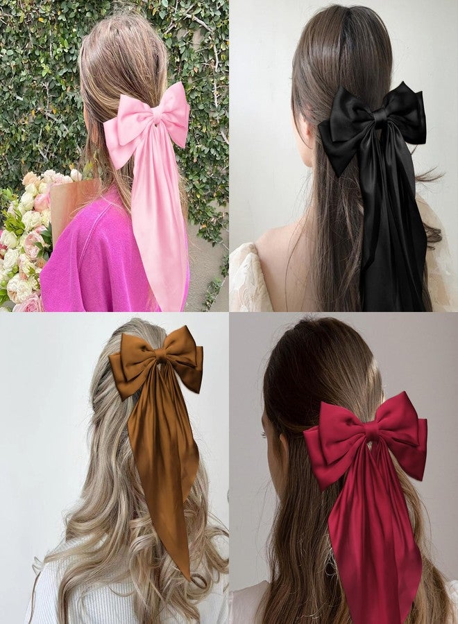 Canitor 6 PCS Hair Bows for Women Silky Satin Hair Ribbon with Hair Barrettes Clip Large Coquette Bows Preppy Teen Girl Gifts Trendy Stuff Cute Aesthetic Hair Accessories - Image 2