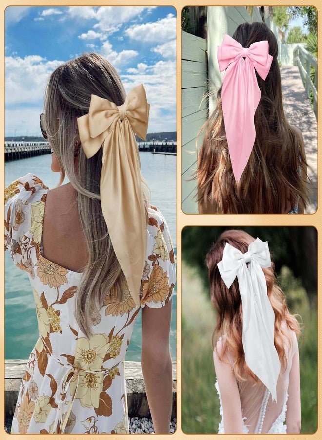 Canitor 6 PCS Hair Bows for Women Silky Satin Hair Ribbon with Hair Barrettes Clip Large Coquette Bows Preppy Teen Girl Gifts Trendy Stuff Cute Aesthetic Hair Accessories - Image 3