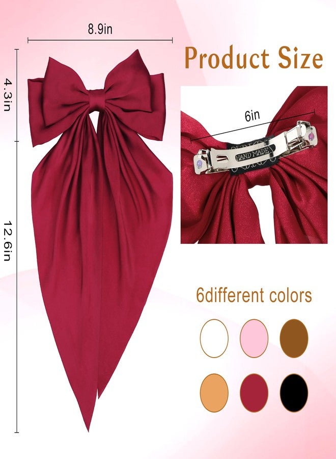 Canitor 6 PCS Hair Bows for Women Silky Satin Hair Ribbon with Hair Barrettes Clip Large Coquette Bows Preppy Teen Girl Gifts Trendy Stuff Cute Aesthetic Hair Accessories - Image 5