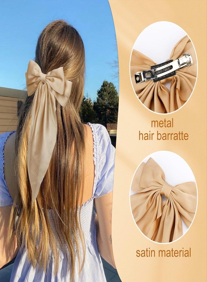 Canitor 6 PCS Hair Bows for Women Silky Satin Hair Ribbon with Hair Barrettes Clip Large Coquette Bows Preppy Teen Girl Gifts Trendy Stuff Cute Aesthetic Hair Accessories - Image 4