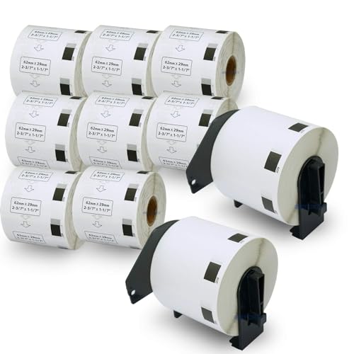 BETCKEY Compatible Barcode Labels Replacement for Brother DK1209 24 x 11 Use with Brother QL Label Printers 10 Rolls 2 Reusable Cartridges