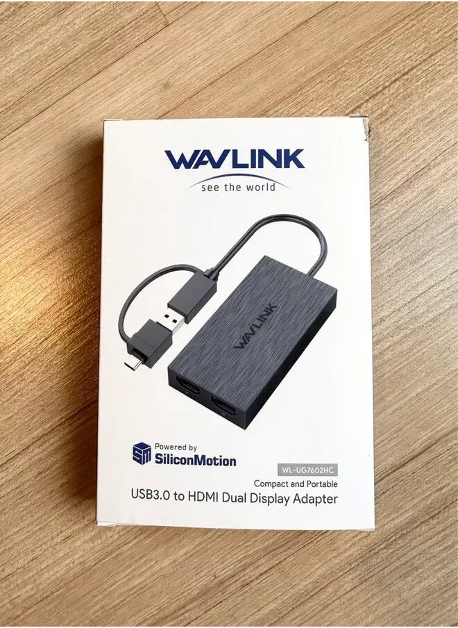 WAVLINK - USB 3.0 to HDMI Dual Display Adapter, USB A or USB C to HDMI for Dual Monitors,  Dual 1080P@60Hz for Windows, Mac OS, NOT Support for Linux & iPad OS - Image 1