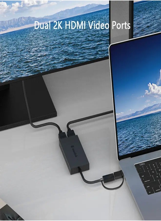 WAVLINK - USB 3.0 to HDMI Dual Display Adapter, USB A or USB C to HDMI for Dual Monitors,  Dual 1080P@60Hz for Windows, Mac OS, NOT Support for Linux & iPad OS - Image 1