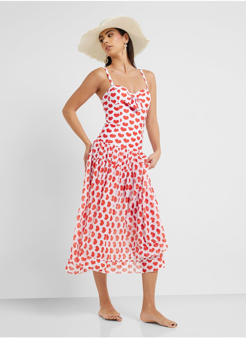 ELLA Swimsuit With Heart Print & Beach Skirt  - Image 1