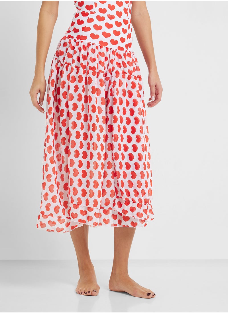 ELLA Swimsuit With Heart Print & Beach Skirt  - Image 4