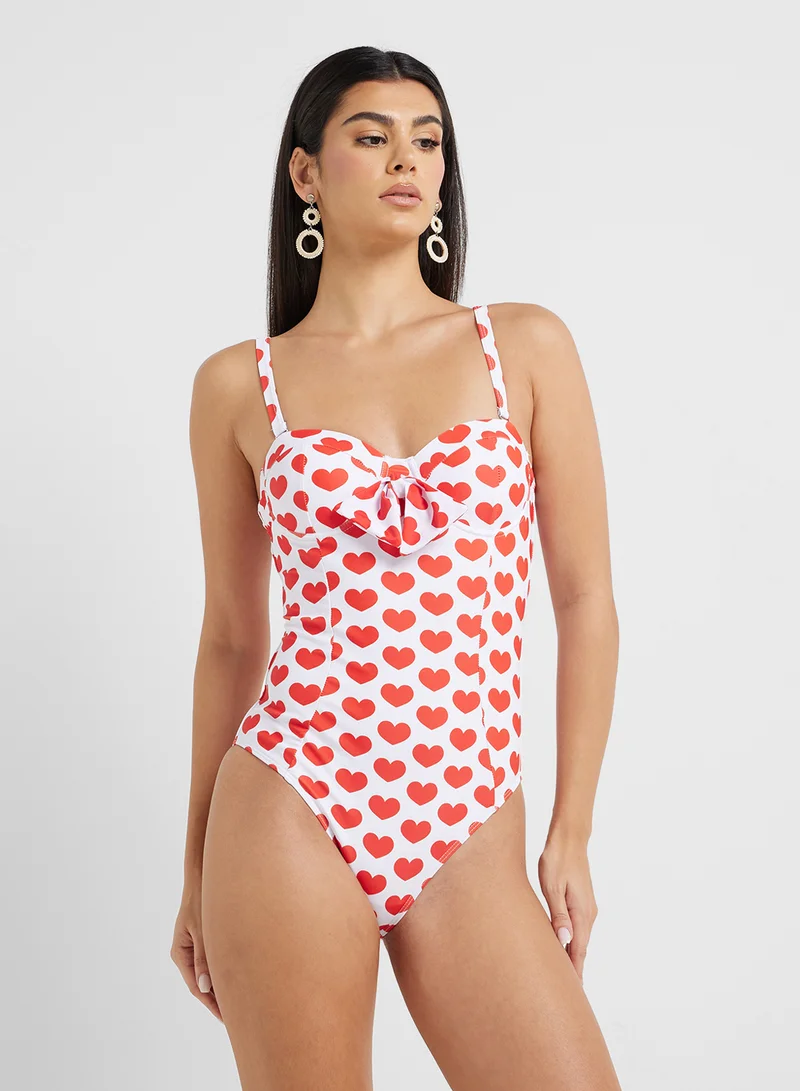 ايلا Swimsuit With Heart Print & Beach Skirt