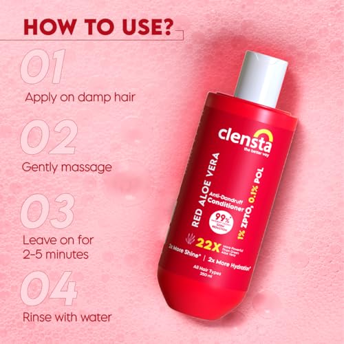 Clensta Red Aloe Vera Anti-Dandruff Fresh Conditioner With Zpto & Red Aloe Vera For Reduces Dandruff, Strengthens Hair & Hydrates |Daily Use |All Hair Types | Men & Women 250Ml, 1 Count - Image 5