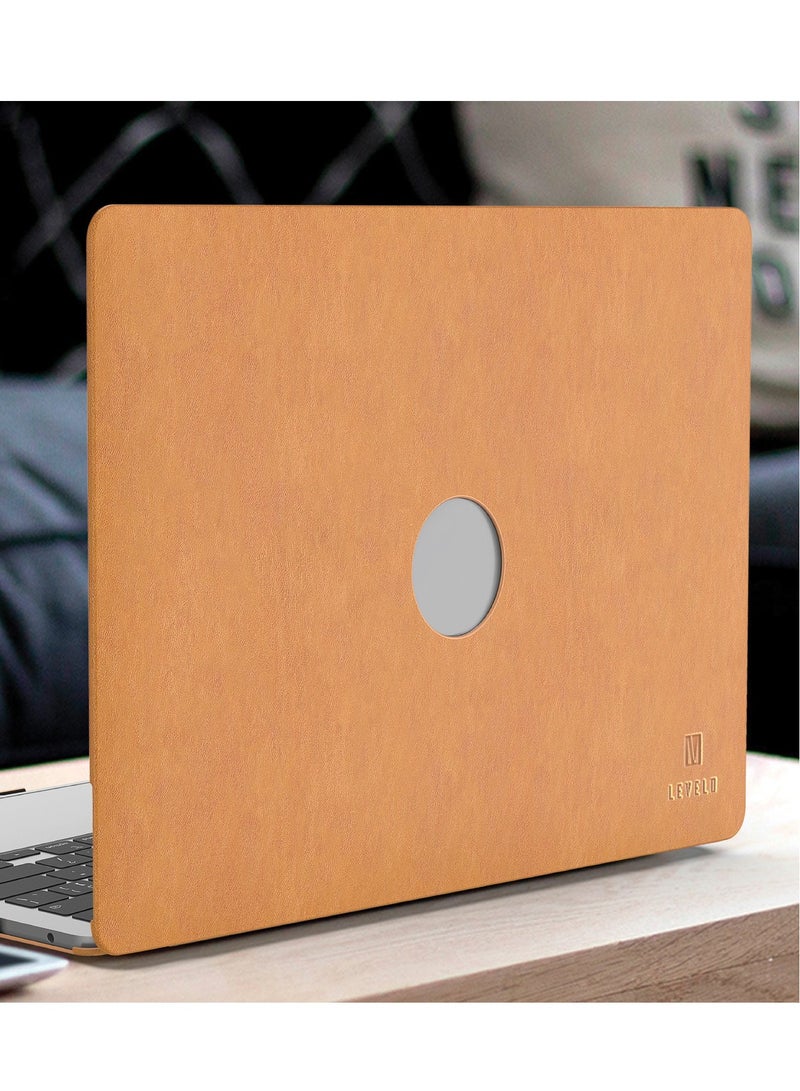 LEVELO Macbook Pro 15inch Gevena Leather / Leather and Silicone Bottom Base / Ultra-Thin and light / Precise Cutouts - Brown - Image 3