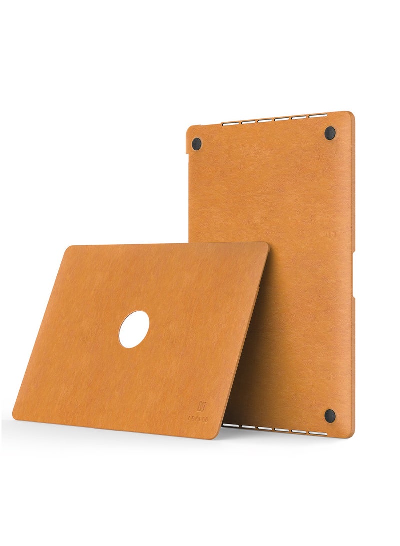LEVELO Macbook Pro 15inch Gevena Leather / Leather and Silicone Bottom Base / Ultra-Thin and light / Precise Cutouts - Brown - Image 4