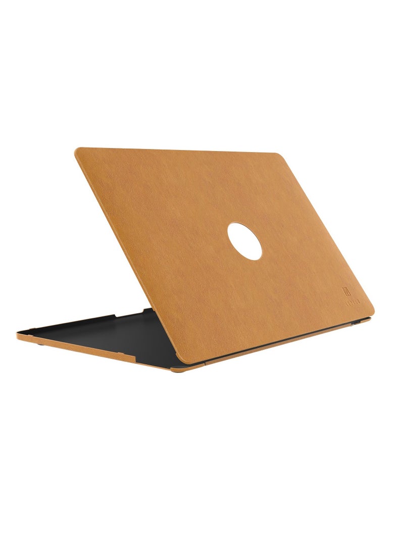 LEVELO Macbook Pro 15inch Gevena Leather / Leather and Silicone Bottom Base / Ultra-Thin and light / Precise Cutouts - Brown - Image 1