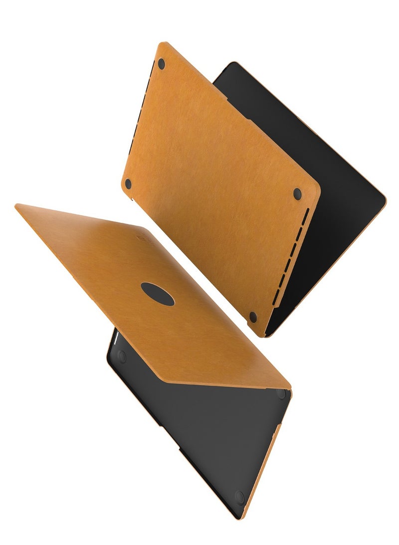 LEVELO Macbook Pro 15inch Gevena Leather / Leather and Silicone Bottom Base / Ultra-Thin and light / Precise Cutouts - Brown - Image 2