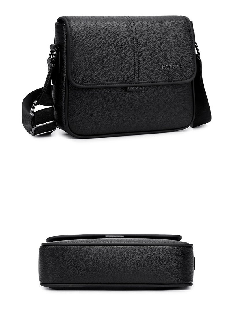 RAHALA - 9506-2 Leather Modern Shoulder Work Travel Everyday Use Organized Stylish Crossbody bag - Black - Image 1