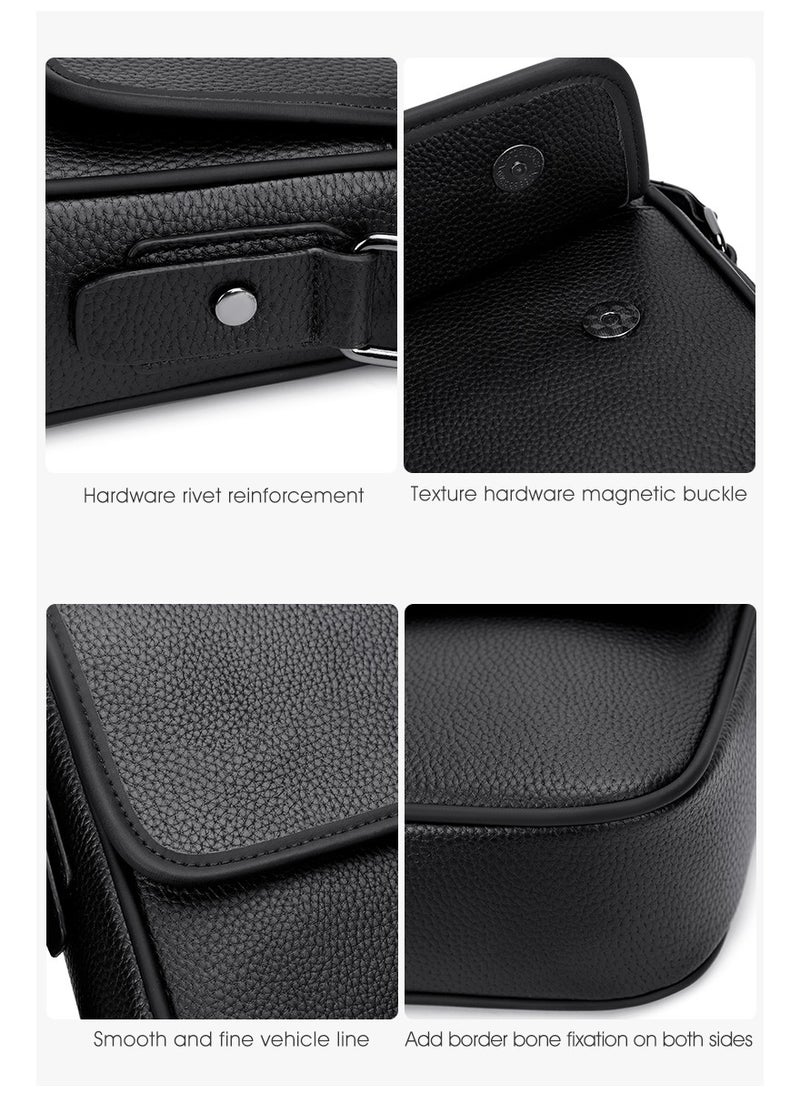 RAHALA - 9506-2 Leather Modern Shoulder Work Travel Everyday Use Organized Stylish Crossbody bag - Black - Image 1