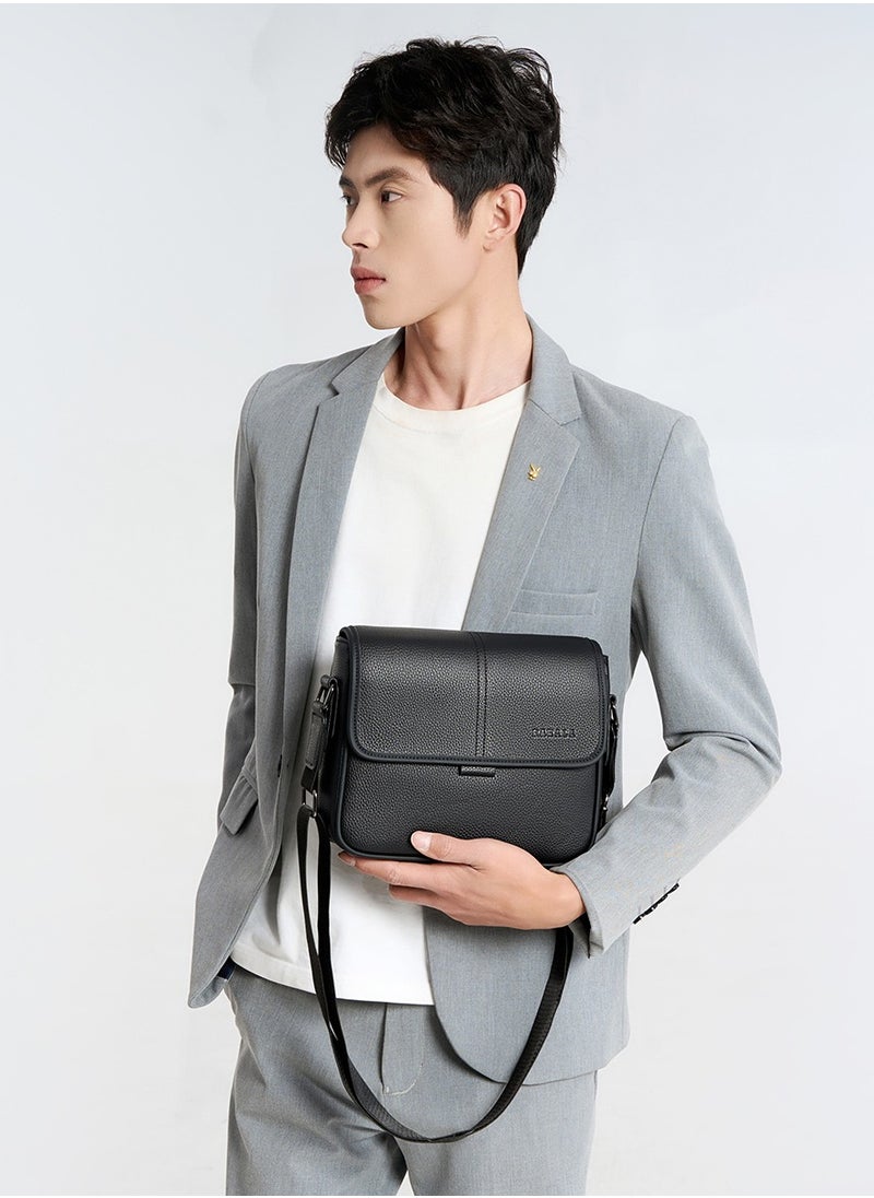 RAHALA - 9506-2 Leather Modern Shoulder Work Travel Everyday Use Organized Stylish Crossbody bag - Black - Image 1