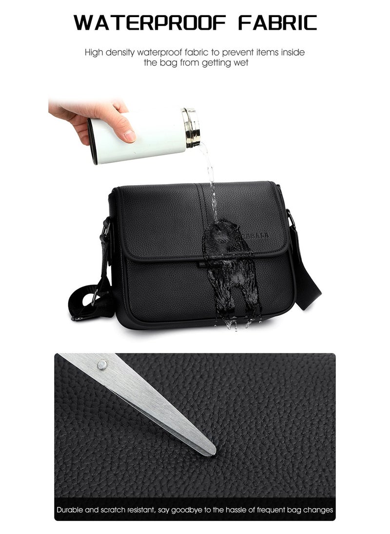 RAHALA - 9506-2 Leather Modern Shoulder Work Travel Everyday Use Organized Stylish Crossbody bag - Black - Image 1