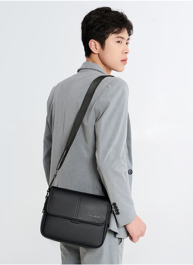 RAHALA - 9506-2 Leather Modern Shoulder Work Travel Everyday Use Organized Stylish Crossbody bag - Black - Image 1