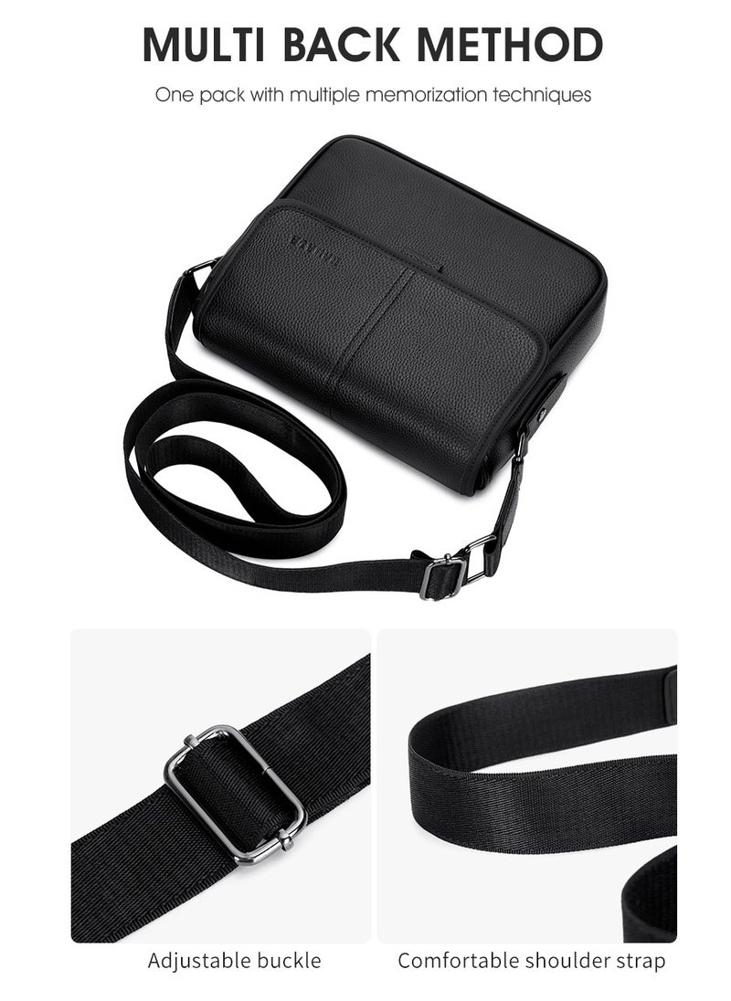 RAHALA - 9506-2 Leather Modern Shoulder Work Travel Everyday Use Organized Stylish Crossbody bag - Black - Image 1