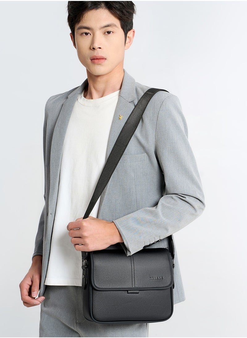 RAHALA - 9506-2 Leather Modern Shoulder Work Travel Everyday Use Organized Stylish Crossbody bag - Black - Image 1