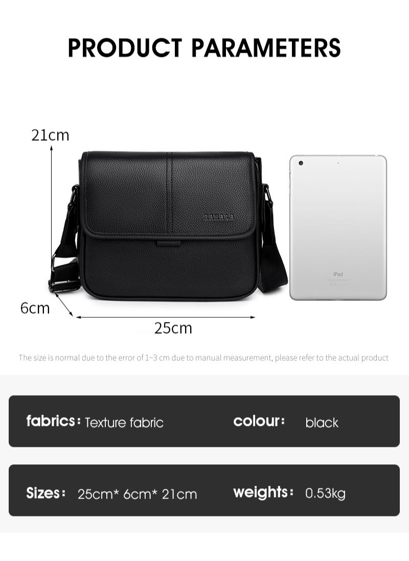 RAHALA - 9506-2 Leather Modern Shoulder Work Travel Everyday Use Organized Stylish Crossbody bag - Black - Image 1