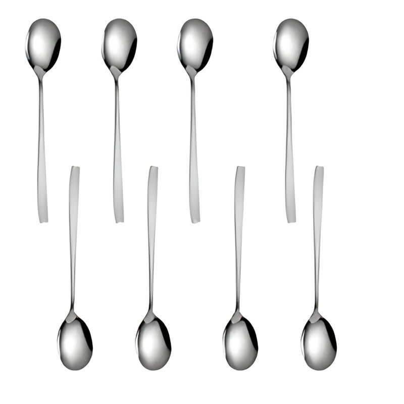 NAIDEV Stainless Steel Long Handle Spoon Korean Spoon Set for Home Kitchen or Restaurant Kitchen Utensil Eating Tableware Cutlery silverware Dishwasher Safe Tea spoon Use for HomeRestaurantset of 8 - Image 1