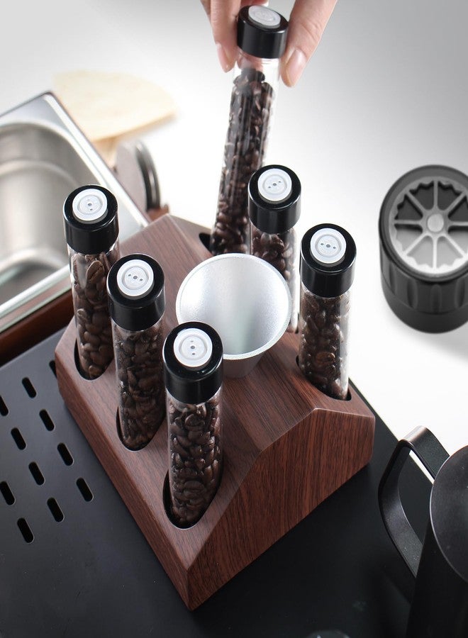 DIBTSA Coffee Bean Cellars, 6 Single Dose Espresso Beans Storage Container Tubes with One-Way Exhaust Valve, Display Stand and Mini-hopper - Image 4