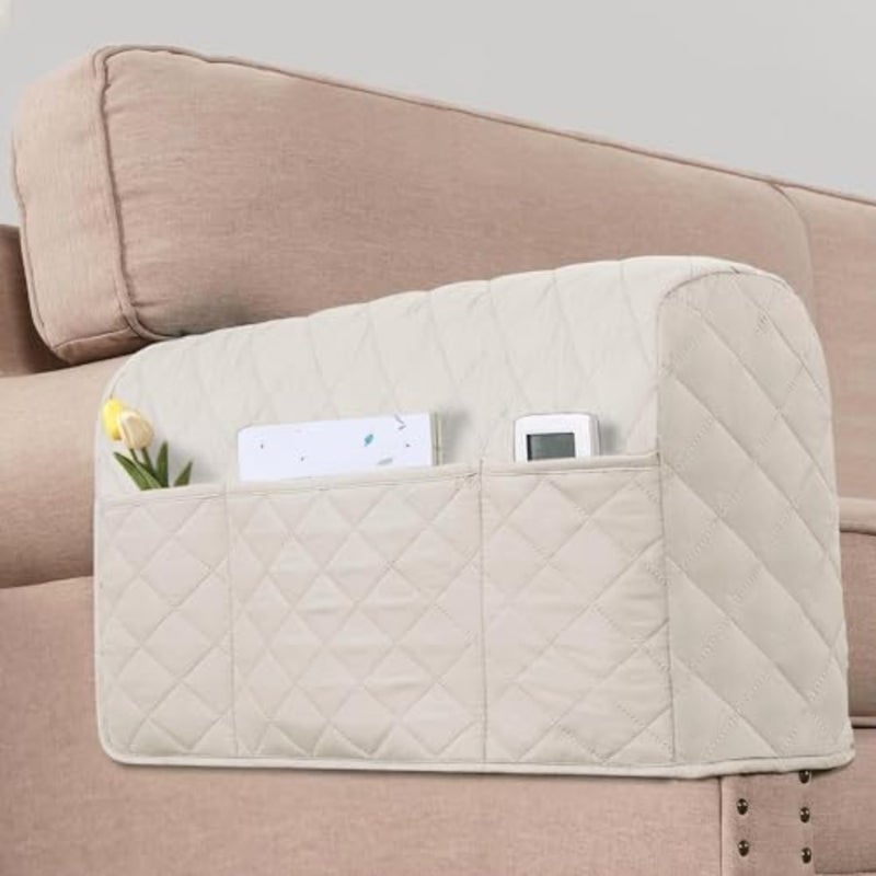 2 Pack Waterproof Armrest Covers for Chairs and Sofas, Couch Arm Covers with Side Pocket Anti-Slip Furniture Protector Washable Armrest Slipcovers - Image 1