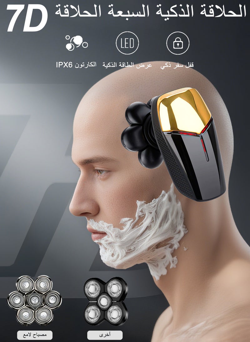 ماكينة حلاقة كهربائية قابلة للفصل للرجال، مقاومة للماء، للاستخدام الجاف والرطب، شفرة عائمة 7D مع أداة تشذيب السوالف، ماكينة حلاقة كهربائية لاسلكية 6 في 1، مجموعة عناية شخصية للرجال - Image 2