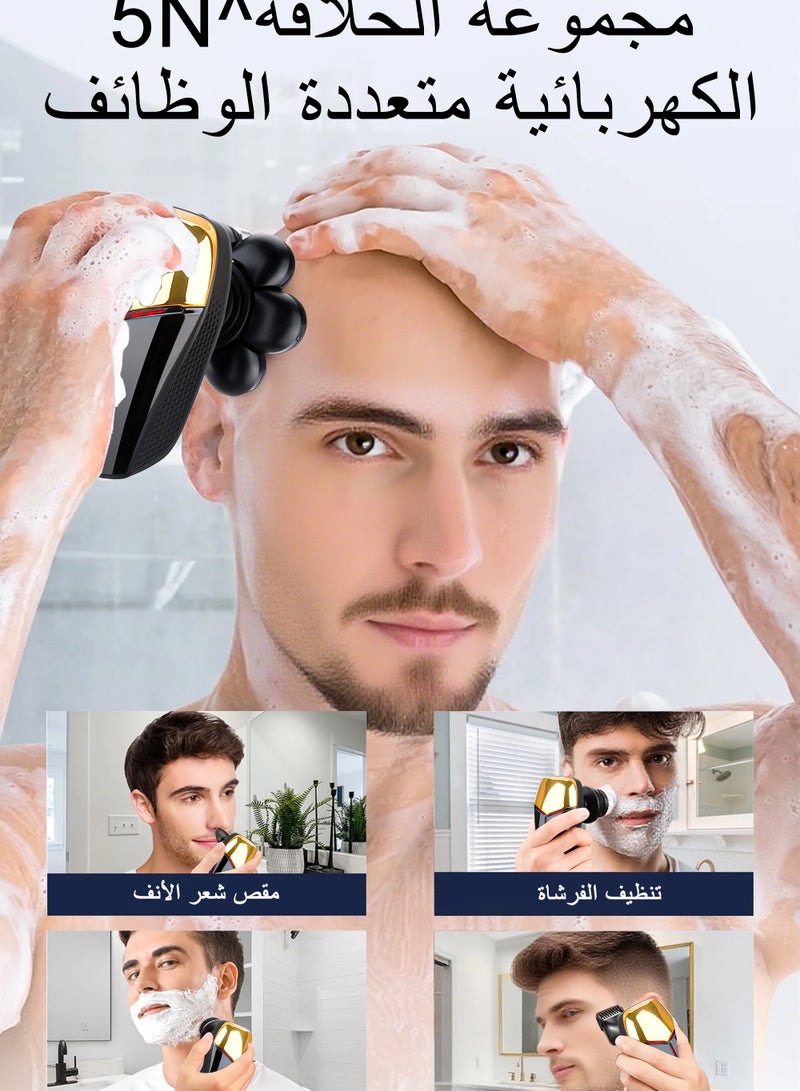 ماكينة حلاقة كهربائية قابلة للفصل للرجال، مقاومة للماء، للاستخدام الجاف والرطب، شفرة عائمة 7D مع أداة تشذيب السوالف، ماكينة حلاقة كهربائية لاسلكية 6 في 1، مجموعة عناية شخصية للرجال - Image 4