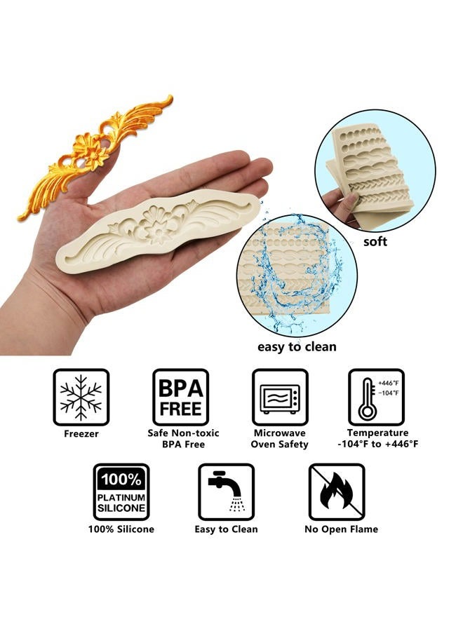 MUYULIN Pearl Fondant Molds, 3 Pack Silicone Pie Decoration Crust Mould, for Cake, Chocolate, Cupcake, Knit Rope, Game Pie, SugarCraft, Clay (ZH42) - Image 3