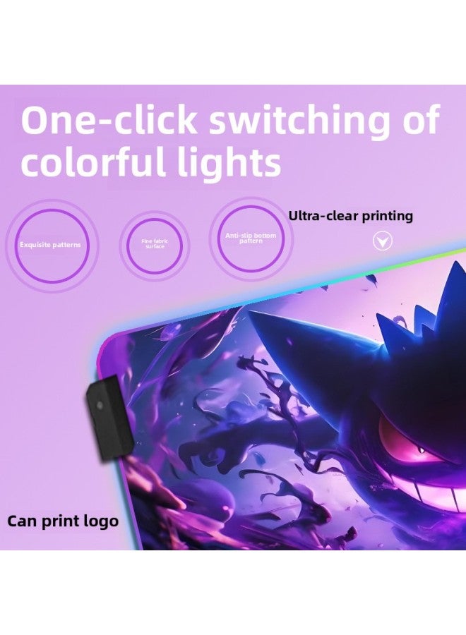 Mouse Pad Geng Ghost Luminous Animation Table Pad E-sports Super Large Game Keyboard Pad Internet Cafe Universal Desk Pad-Color:400*700*3mm-Pattern:Gengar-9 Glow  - Image 3
