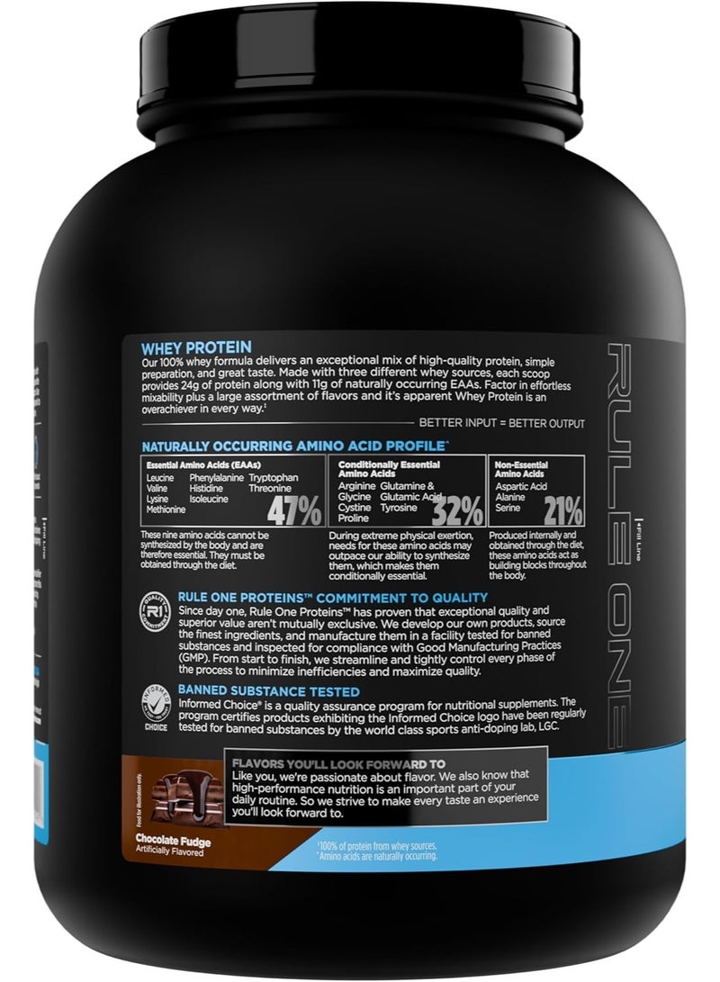 Rule1 Whey Blend 100% Whey Protein Powder, Chocolate Fudge, 24g Protein per Serving, 65 Servings (5.02lbs) – Naturally Rich in BCAAs & EAAs - Image 4