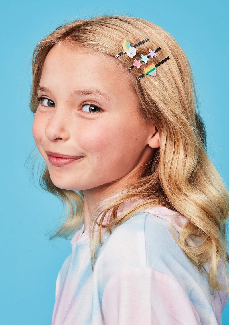 iscream Rainbow Glitter Hearts Set of 2 Embellished Bobby Pin Hair Slides - Image 2