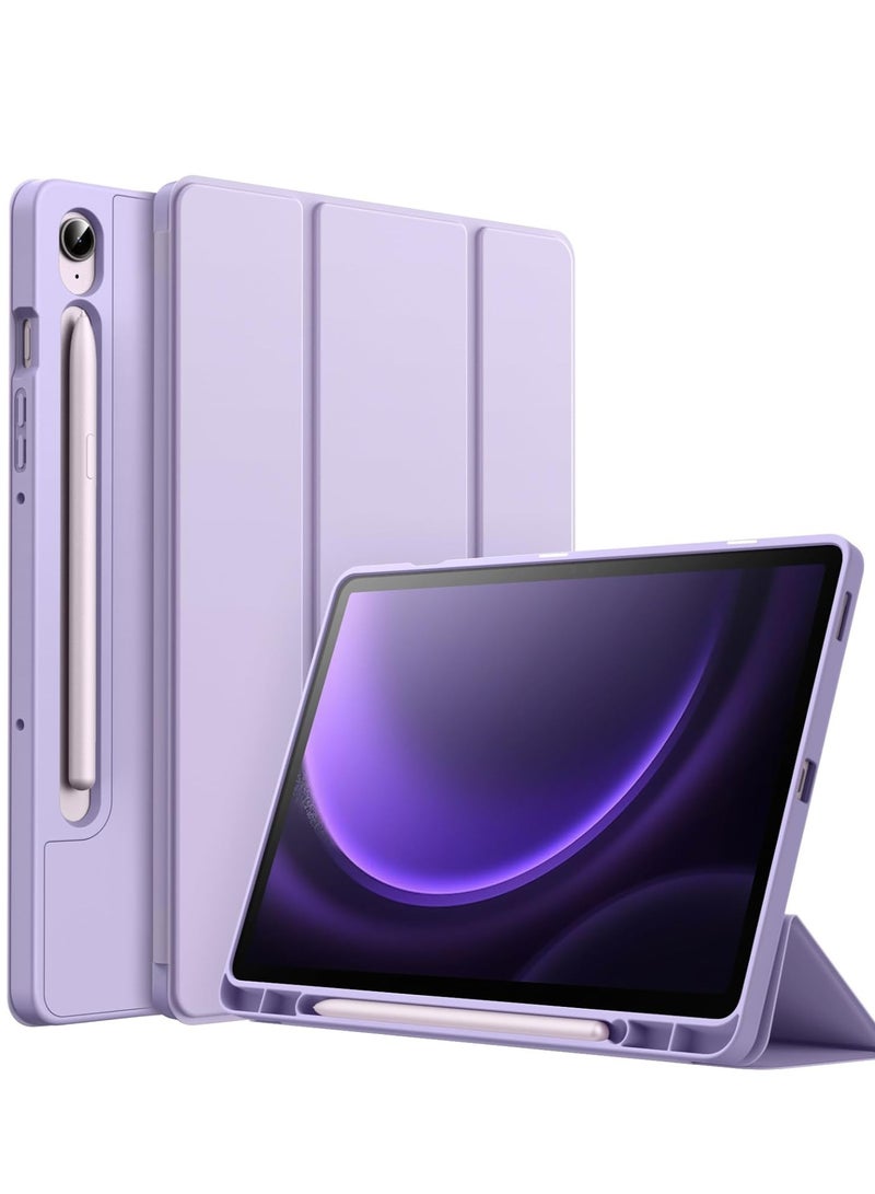 ELTRAZONE Case for Samsung Galaxy Tab S9 FE 10.9-Inch – Soft TPU Tri-Fold Stand Protective Cover with S Pen Holder, S Pen Charging Support, Auto Wake/Sleep (Light Purple) - Image 1