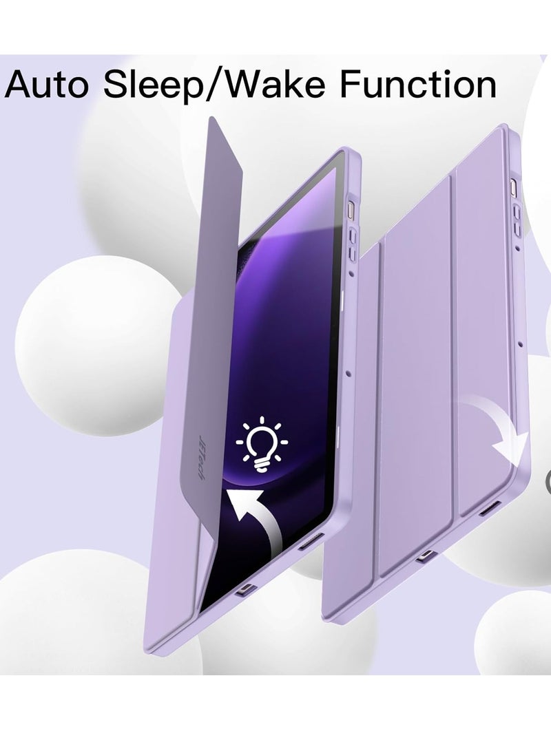 ELTRAZONE Case for Samsung Galaxy Tab S9 FE 10.9-Inch – Soft TPU Tri-Fold Stand Protective Cover with S Pen Holder, S Pen Charging Support, Auto Wake/Sleep (Light Purple) - Image 5